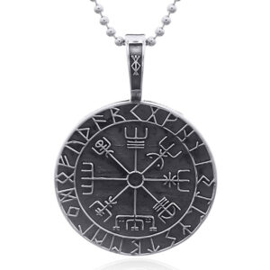A viking compass pendant in 925 silver sterling oxidized silver