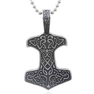 A thor's hammer with celtic sterling silver pendant