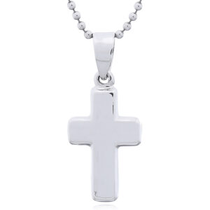 A modest sterling silver cross charm pendant