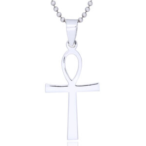 A sterling silver fine slender ankh pendant
