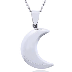 A three dimensional fashionable moon pendant sterling silver