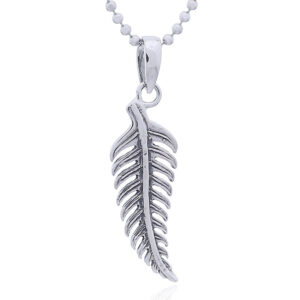 A sterling silver pendant delicate curved fern leaf