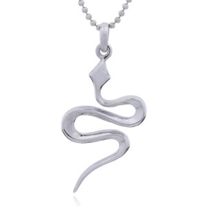 A stunning beveled moving sterling silver snake pendant