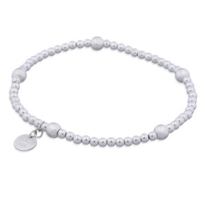 A polished sterling silver spheres stretch bracelet