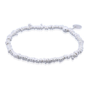 A sterling silver mixed-shape beads stretch bracelet
