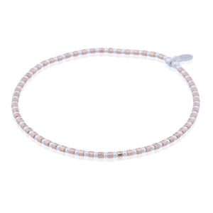 A 925 silver rose gold plated bead stretchable bracelet