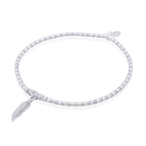 A 925 silver feather bead stretchable bracelet