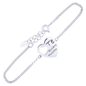 A te quiero mucho sterling silver heart bracelet