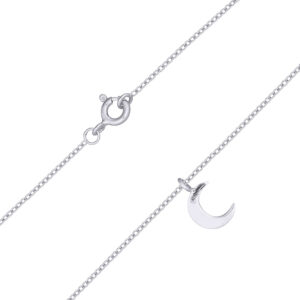 A moon charm silver plain cable chain necklace