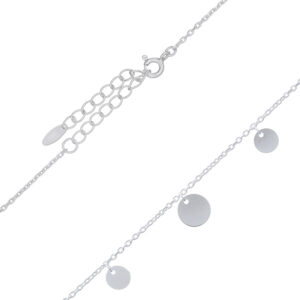 A smaller discs surrounded center disc silver chain necklace