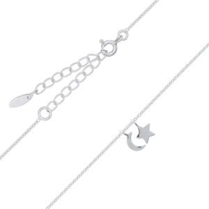 A moon and star charms in sterling silver chain necklace
