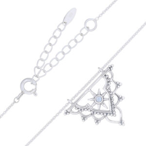 A star focus antique silver necklace with mother of pearl