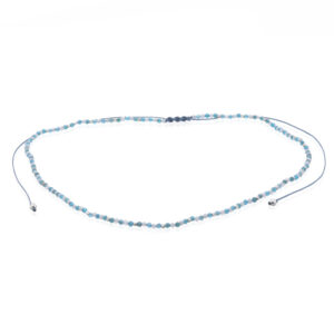 A classy blue apatite and rainbow moonstone polyester necklace