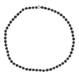 A stretchable black agate bracelet with 925 silver spacer