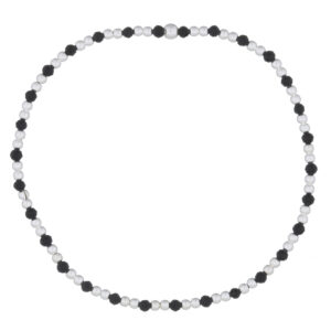 A two silver spheres spacer with black agate stretchable bracelet