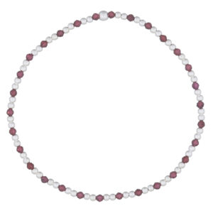 A two silver spheres spacer with garnet stretchable bracelet