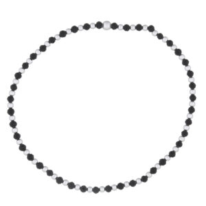 A stretchable black agate with 925 silver round beads bracelet