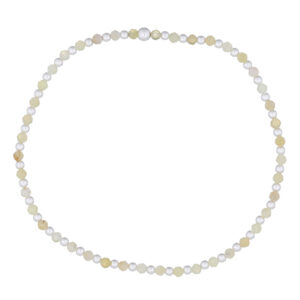 A stretchable yellow opal with 925 silver round beads bracelet