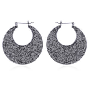A pair of grand antiqued plain silver balinese wirework hoops