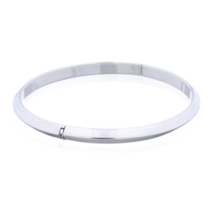 A silver hinged bangle smooth angular profile