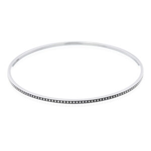 A beaded sterling silver round bangle