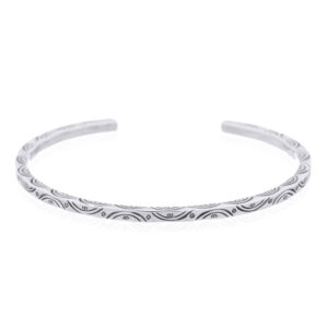 A bohemian ethnic style 925 silver square cuff bangle
