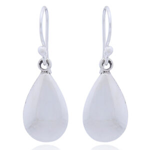 A pair of solid convex sterling silver drop dangle earrings