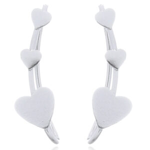 A pair of pure hearts on silver line earrings