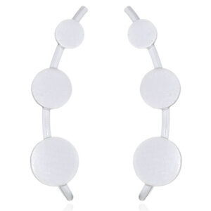 A pair of round disc on silver line earrings