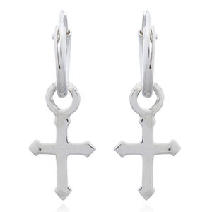 A pair of latin cross sterling silver earrings hoop
