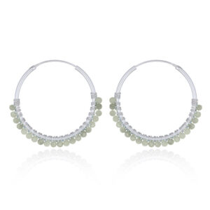 A pair of faceted peridot sterling silver hoop earrings
