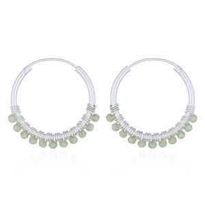 A pair of sterling silver peridot hoop earrings