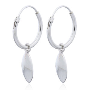 A pair of mini marquise drop charm 925 hoops