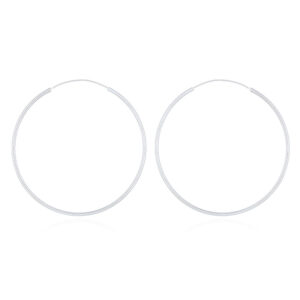 A pair of 68 mm sterling round silver wire hoop earrings