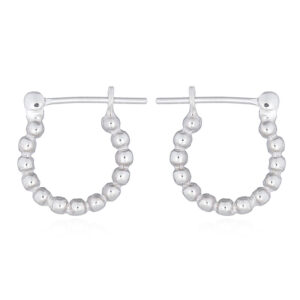 A pair of silver 925 beaded mini hoop earrings