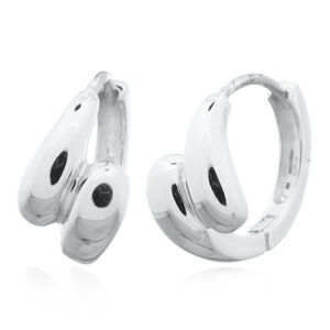 A pair of spiral tear drop silver 925 huggie hoop earrings