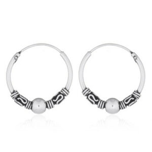 A pair of vintage fourteen mm balinese hoops 925 silver earrings