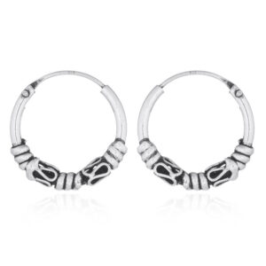 A pair of folklore balinese sixteen mm hoop earrings 925 silver