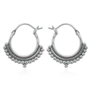 A pair of sterling silver tribal dotted boho hoop earrings