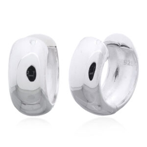 A pair of circle sterling silver huggie hoop earrings