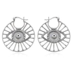 A pair of gigantic evil eye 925 silver hoop earrings