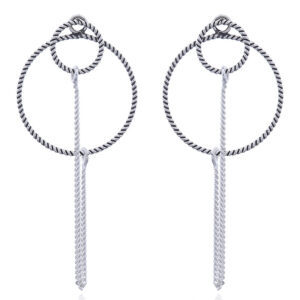 A pair of cuban chain in dual open circle 925 studs