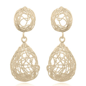 A pair of yellow gold plated teardrop crochet stud earrings