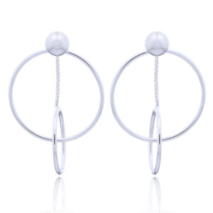 A pair of 925 dual open circle loop stud earrings