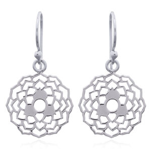 A pair of crown chakra 925 sterling silver dangle earrings