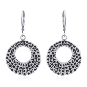 A pair of middle circle holed umbrella 925 silver hoop earrings