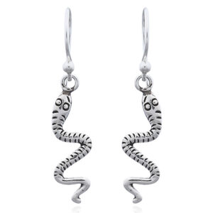 A pair of 925 silver antiqued flutes stunning snake earrings