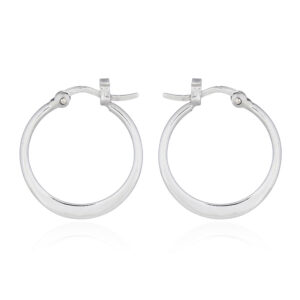 A pair of flattened at bottom 22mm hoop 925 silver earrings