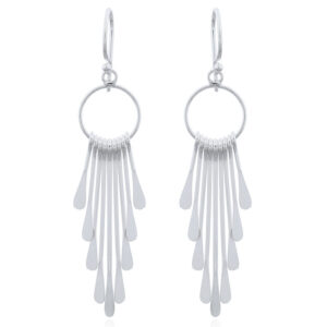 A pair of sterling silver smart airy feather like chandelier earrings