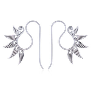 A pair of tribal 925 silver multi wing earrings